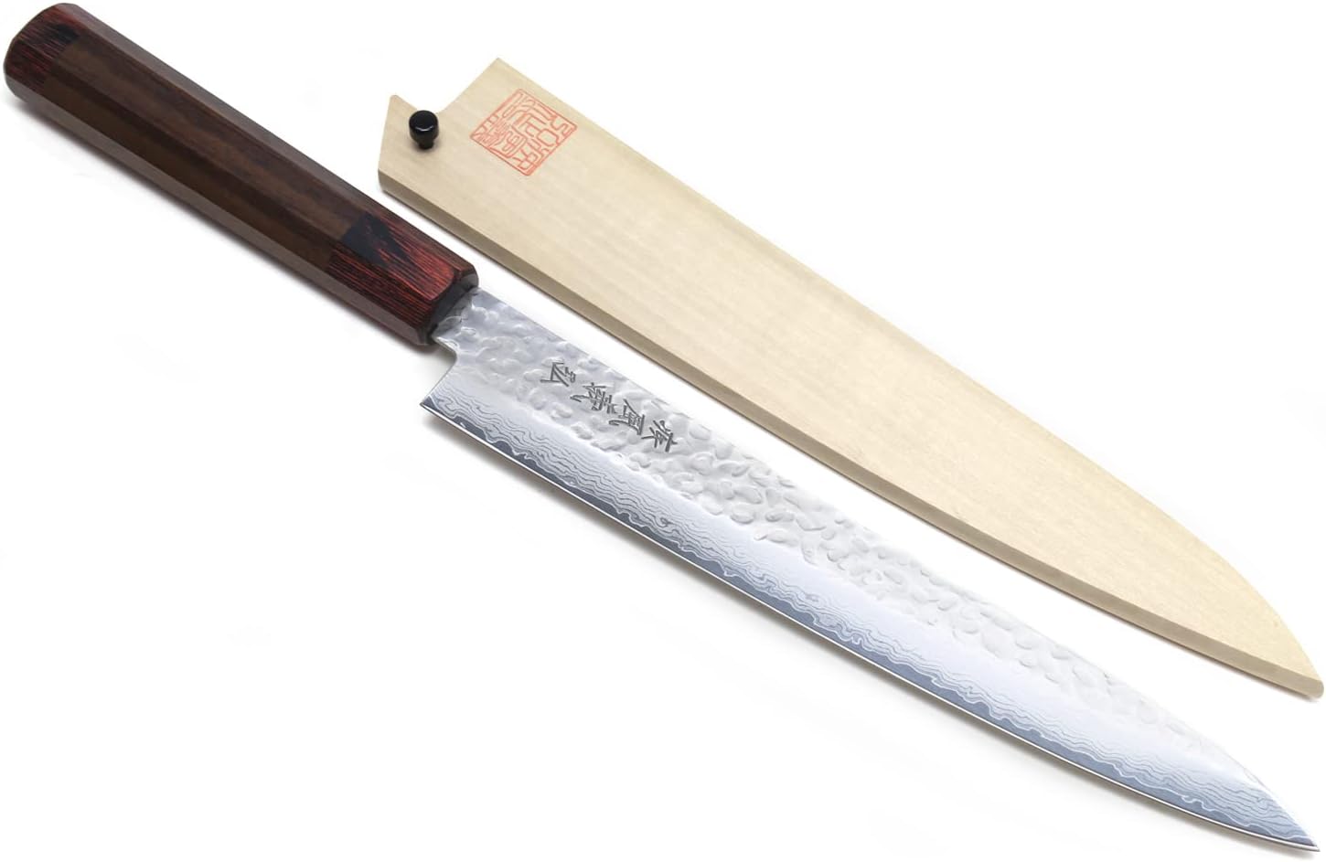 Yoshihiro VG10 46 Layers Hammered Damascus Sujihiki Japanese Slicer Knife (9.5