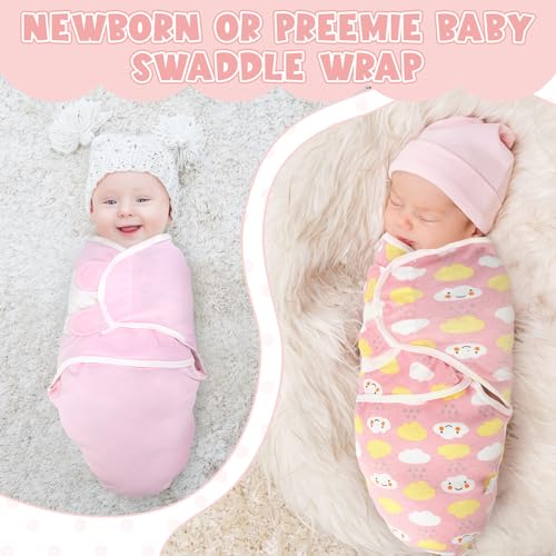 Image of Newwiee 4 Pcs Preemie Baby Swaddle Wrap Adjustable Cotton Swaddle Sleep Blanket for Preemie Boy Girl Improves Sleep Essentials(Classic Style)