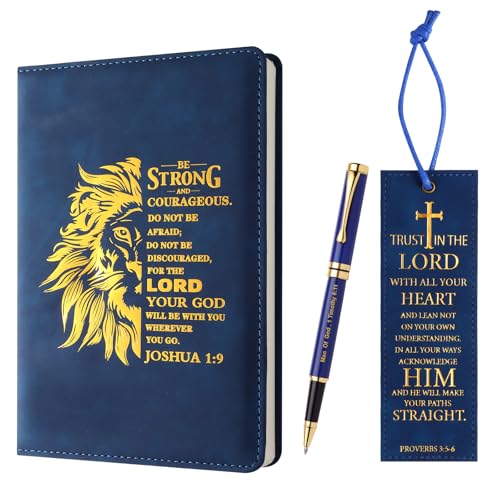 Set de papelería cristiana con libreta motivacional y bolígrafo azul marino