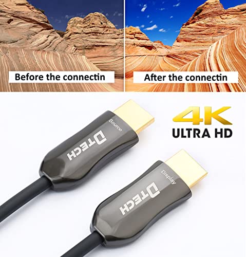 Dtech Ultra Slim 200 Feet Fiber Optic Hdmi 2.0 Cable 4K At 60Hz And 18Gbps Pro Series For In-Wall Installation #TOP3