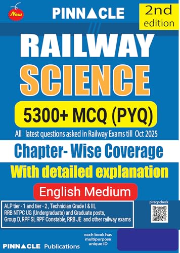 Image of Railway science book 2026 | 5300+ MCQ (Previous Year Questions) | Covers All RRB Exams | Chapterwise Practice with Detailed Explanations | Questions | English Medium | 2nd Edition