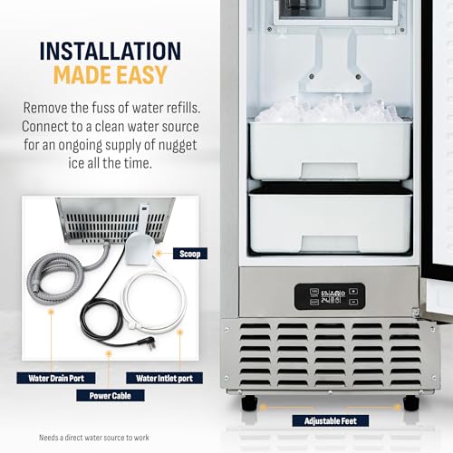 Newair NCI066SSN0 15 Inch Undercounter Nugget Ice Maker, Pebble Ice Maker Producing 66 Lbs. Daily, Built-In Or Freestanding In Stainless Steel, Sonic Ice Makers For Home thumb #2