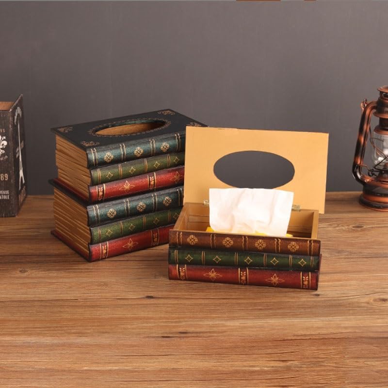 Retro Imitation Book Tissue Box for Home Living Room Bedroom Coffee Table Dining Decoration Fake