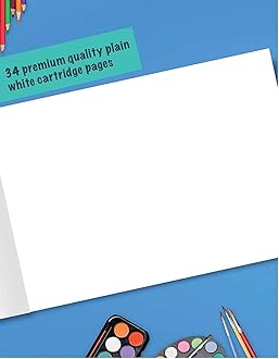 Jumbo Drawing Book for Kids, Artists | Big Plain Sketch Pad for Artists, Children, Students | 34 White Blank Unruled Pages | Size - 37 x 27 cm Papers | Soft Cover | Sketching, Colouring, Painting | Set of 3