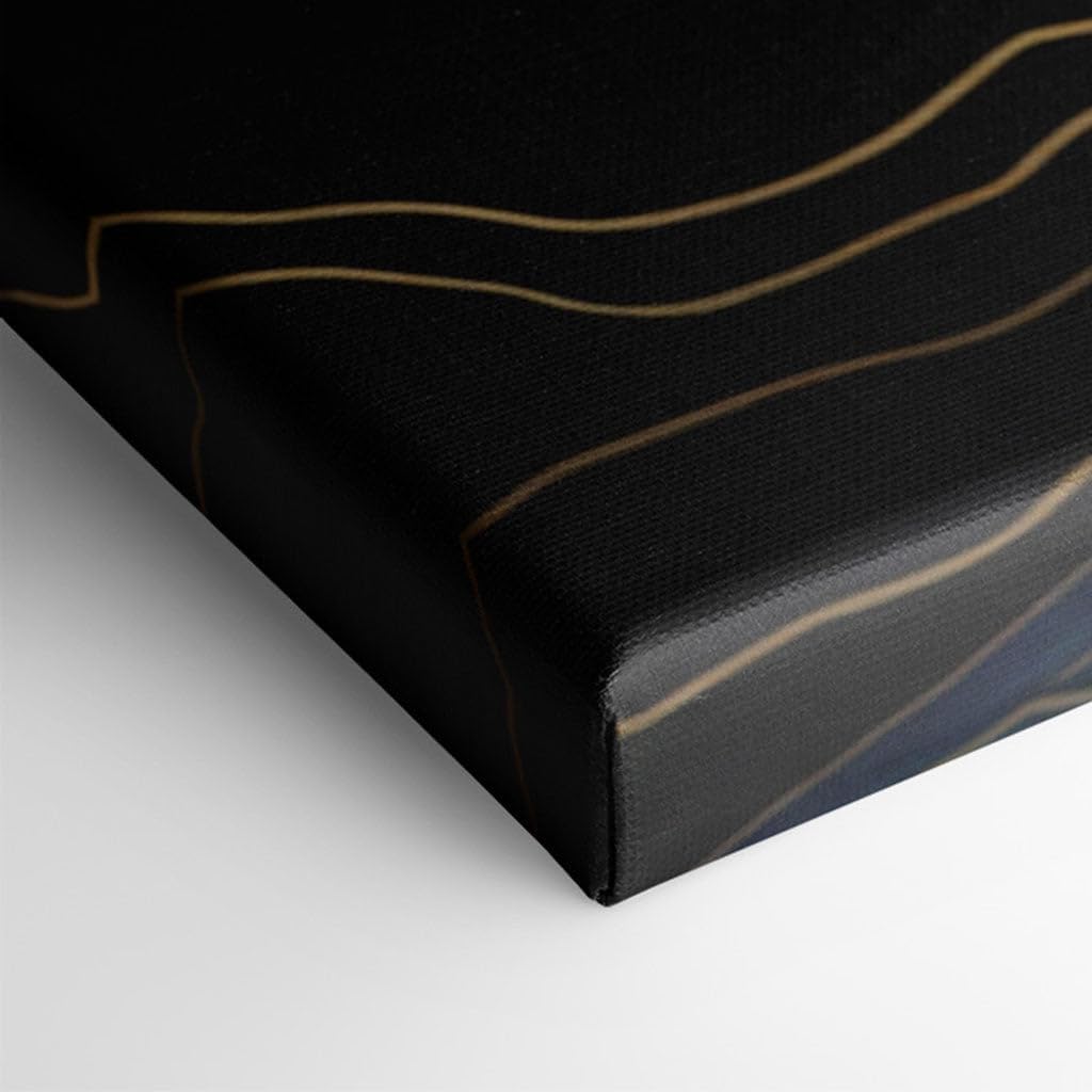 Canvas for Living Room. Golden Strokes and Shadowed Depths: Navigating The Abstract Terrain, 27 x 18 inch Canvas Wall Art - Contemporary Masterpieces - Modern Home Decor
