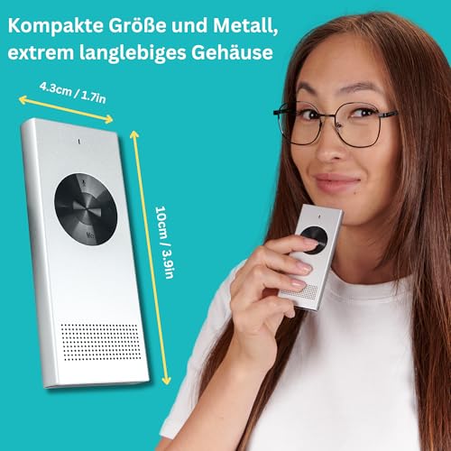 Enence Sofortübersetzer Original, Muama Übersetzer Zwei-Wege-Echtzeit-AI-Sofortübersetzer für 60+ Sprachen mit hoher Sprachpräzision, Bersetzer Gerät Testsieger, Taschenwörterbuch Translator
