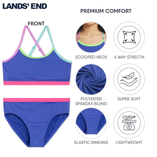 Image of Lands' End Girls' Swim UPF 50+ Adjustable Strap Bikini Set
