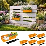 BURI 6 maceteros de palet europeo con insertos de flores incl. alfombrilla de riego | con sistema de suspensión para colgar | 37,3 cm de color amarillo oscuro | jardinera para palet europeo | macetero