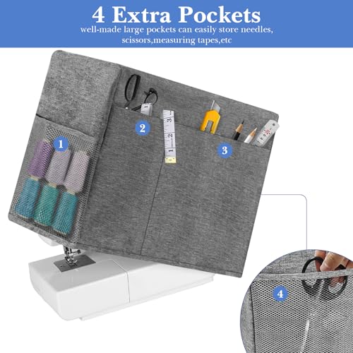 TOCCOOL Sewing Machine Case, 12.6\" Height, 4 Pockets, Grey