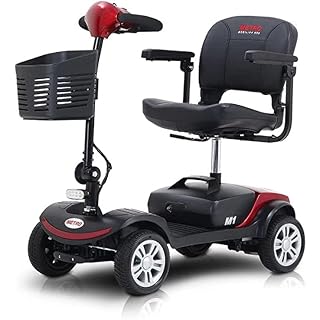 300W Compact Mobility Scooters for Adults -Electric Powered Mobile Wheelchair Device for Elderly- 18 in Width Seat - 4 Wheel - Red