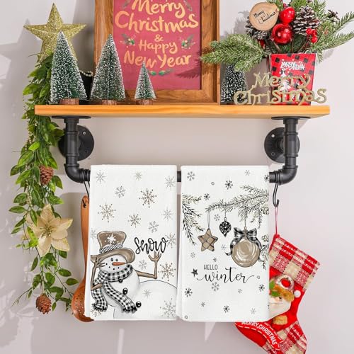 ALINK Rentier Schneemann Handschuhe Bar Weihnachten Küchentücher Geschirrtücher, 42x65 cm Mikrofaser Saugfähig Handtücher Küchen Deko 4er… – Ansicht 5
