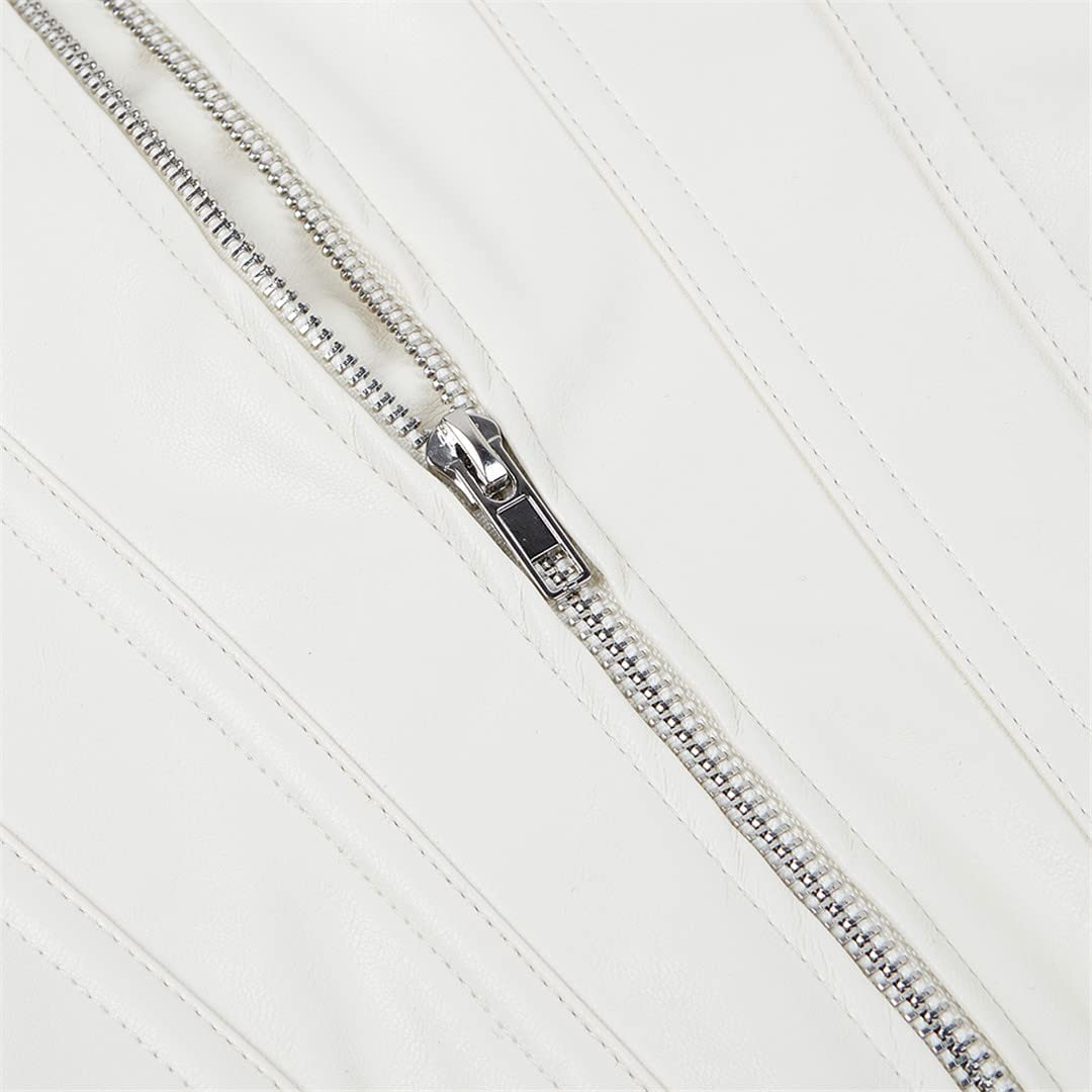 Corsets for Women Faux Leather Corset Top Steampunk Corsets Zipper Bustier Pirate Costume: Small White