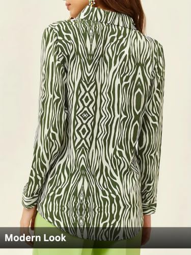 Image of Leriya Fashion Shirt for Women S-3XL | Abstract Printed Crepe Full Sleeve Shirt Collared Silhouette | Office Wear Tops for Women, Western Shirt for Women & Stylish Tops for Women Smart-Casual Styling