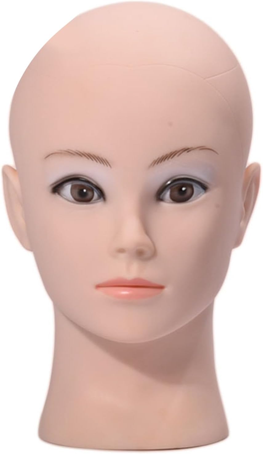 Display Head Model Female Wigs Head Bald Mannequin Bald Manikin with Eyelashes for Wigs Making Display Helmets Mannequin