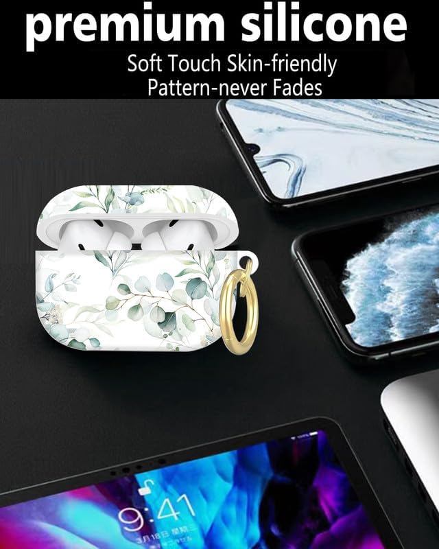 Miniatura 3 de Funda compatible con AirPod Pro de 21 generación con llavero, funda protectora completa a prueba de golpes para auriculares inalámbricos para Airpod