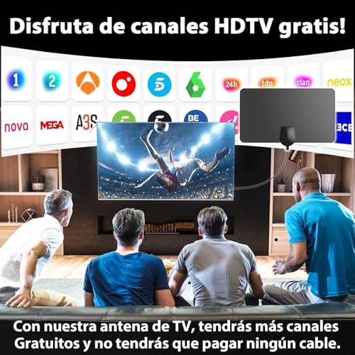 Miniatura 2 de Antena Tv Interior Digital De Panel Con Amplificador Para Smart Tv Diseño Ultrafino Y Flexible, Recepción 360 Estable, Compatible Tdt Dvb-T2, Soporta 4k Y Full Hd, Señal De Largo Alcance