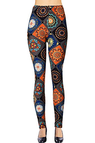 VIV Collection One Size Fashion Print Leggings, Circle Diversity