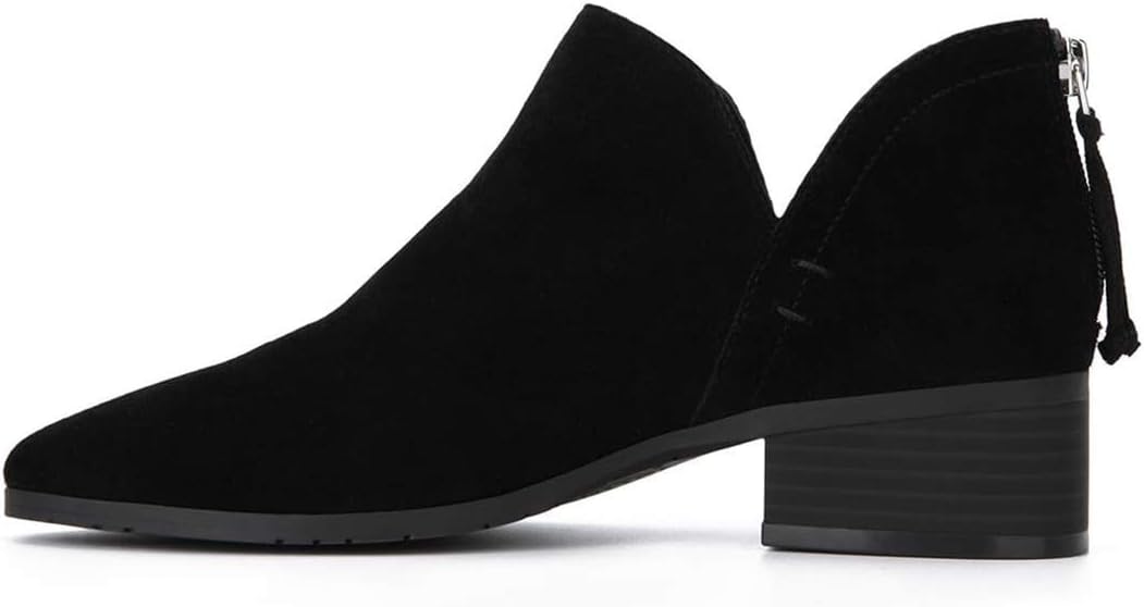 YDN Womens Mid Heels Ankle Booties Almond Toe Block Low Heels Pumps Classic V Cut Back Zipper Shoes Size 4-15 US