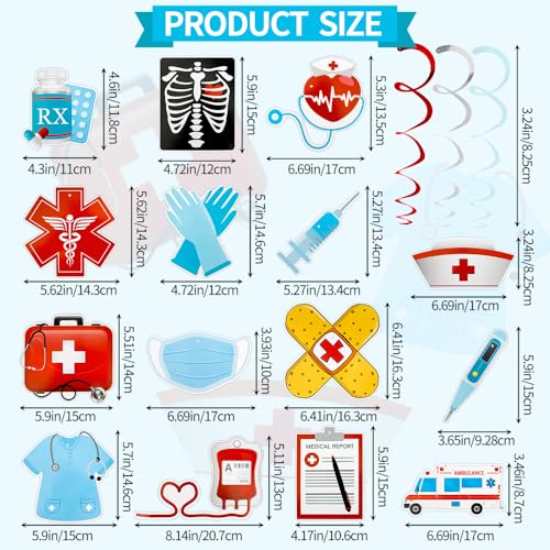 Image of Nurses Week Hanging Swirl Decorations, 30 PCS Red and Blue Nurse Graduation Party Supplies Foil Whirls Ceiling Streamers Thank You /Happy Nurse Doctor Medical RN Appreciation Gifts Bulk Party Birthday