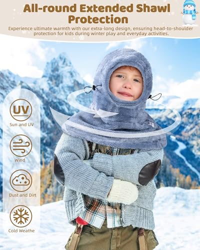 Image of Kids Ski Mask Balaclava for Boys Girls, 2 Size Fleece Winter Face Mask Hat for Kids Toddler, Warm Balaclava Hood Neck Scarf