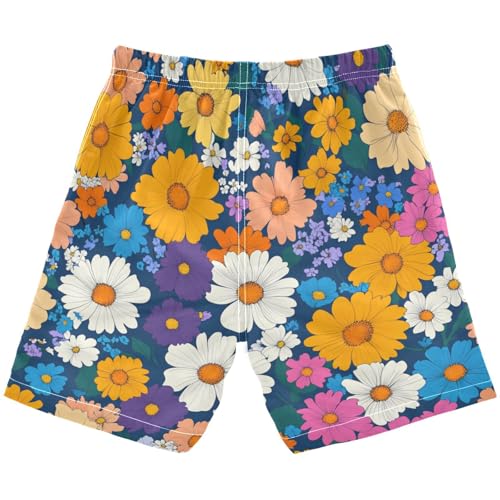 Boys Beach Board Shorts Bohemia Floral Daisy Swim Trunk Teen Swimwear 8-16Y Multicolor2