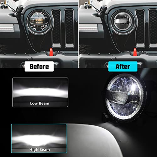 Sunpie 9 Inch Colorful Rgbw Halo Led Headlights App Control Remote Control 20 Color Changing Modes Compatible With 2018 2019 2020 2021 2022 Wrangler Jl Jlu Compatible With 2019 2020 2021 2022 Jt #TOP3