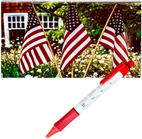 2 Year Pocket Calendar 2023-2024, Original Plastic Cover, 1 Purse Calendar, Monthly, Dated, Covers 2 Years, Includes A Yearly Dated Pen, 2 Piece Set (USA 3 Flags)