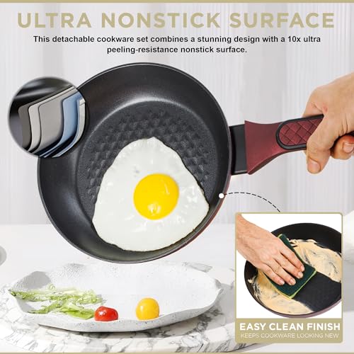 Image of Moss & Stone 4 Piece Nonstick Cookware Set, Small Pots And Pans Set Non stick With Glass Lid, Induction Cookware, Stay Cool Handle, PTFE /PFOA, Kitchen Cookware 4-Piece with Frying Pans Set & Saucepan
