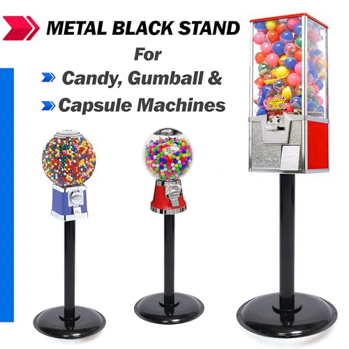 Image of Single Metal Stand for Gumball Machine & Big Capsule Vending Machines. Bulk Candy Machine Stand with Round Base Specially for Small & Large Capsule Machines. Replacement Part - Color Black