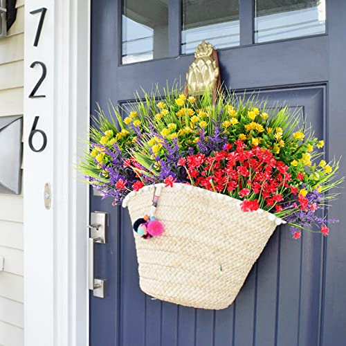 Greenrain 12 Bundles Artificial Flowers Lotus Outdoor Fake Flowers For Decoration Uv Resistant No Fade Faux Plastic Plants Garden Porch Window Box Décor #TOP4