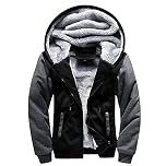 AOTORR Men's Hoodies Full Zip Fleece Jacket Coat Winter Warm Oversized Zip Up Hooded Top with Pockets Black Gray 3XL