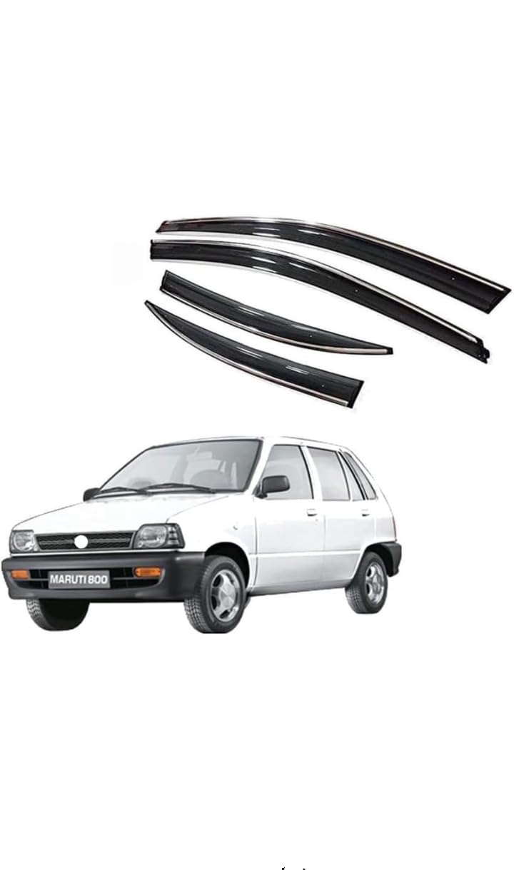 Compatible Chromeline Silverline Door Visor Wind Deflector Maruti Car 800 Set of 4 Pieces-image-17
