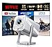 Smart Beamer [Kompatibel mit Netflix & Dolby Audio] Beamer 4K Heimkino 1080P FHD, Tragbarer Projektor 600ANSI Autofokus/Auto Vertikale Trapezkorrektur mit WiFi6 Bluetooth Outdoor 360°Drehbar