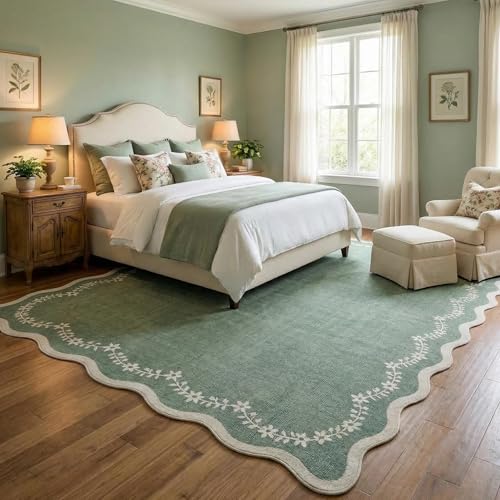 GarveeHome 6x9 Scalloped Area Rug Soft Washable Rug for Living Room Bedroom