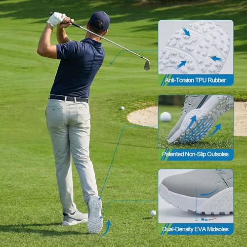 TEOHRW Wide Mens Slip-on Golf Shoes