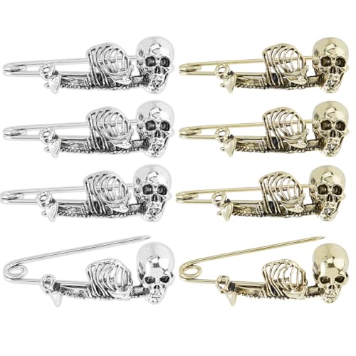 Épingles à nourrice en alliage antique style punk lot de 8 pièces