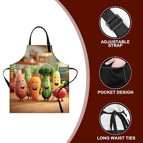 Image of Nuxovilar Cute Cooking Kitchen Apron, 26.77 * 30.7 Inches, Essential for Kitchen Cooking, Baking, Festive Gatherings