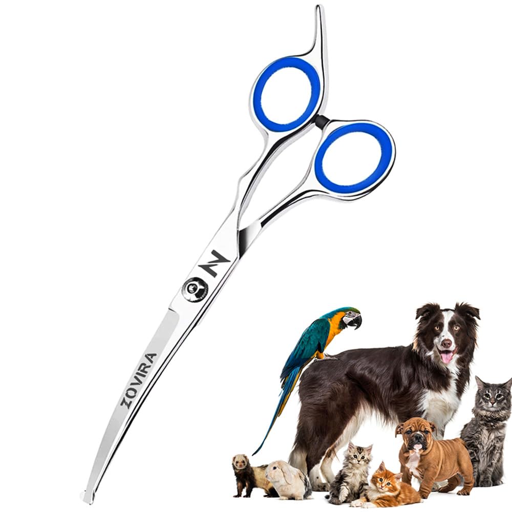 Zovira Silver Dog Grooming Scissors 6" Stainless Steel Pet Hair Cutting Shears For Dogs & Cats (Pet Scissors Single)