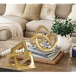 Modern Geometric Round Sculpture Gold Knot Statue Decor Tabletop Sculpture and Figurines Round Decorative Ornaments Knick Knacks Home Decor for Shelves Coffee Table Bookshelf Decoration Gifts - Image 3