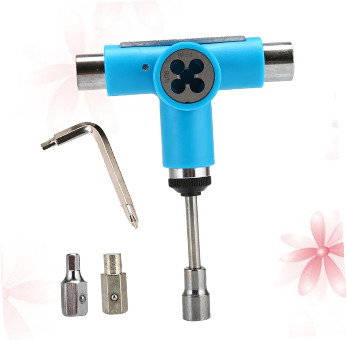 Hemoton Multi-Functional Skateboard Tool Portable T-Y Tool for Assembly and Disassembly of Skateboards and Roller Skates Adjustable Skate Allen Key Blue