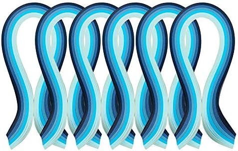 arricraft 1200 Strips 3mm Quilling Paper Strips, Quilling Art Strips, 6 Colors Paper Craft Supplies for Paper Art DIY Craft Projects-Blue Gradient