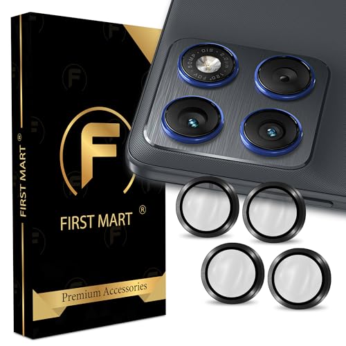Image of FIRST MART Black Camera Ring Guard Protector for Motorola Edge 70 | Tempered Glass with Metal Alloy Rings, HD Clear, Scratch Resistant, Case-Friendly | Pack of 1