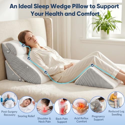 Almohada de espuma viscoelástica tipo cuña de cama para reflujo y Gerds 8