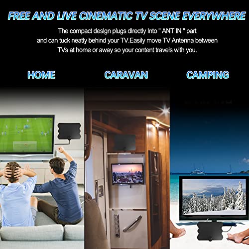 Antenna Tv Digital Hd Indoor - 350 Miles Long Range With Built-In Amplifier,16 Ft Long Coax Cable Digital Hdtv Antenna Support All Television, For Free Local Channels 4K Hd 1080P Vhf Uhf #TOP4