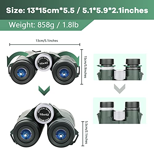 NOCOEX Professionelles Fernglas Erwachsene 10x42,High Definition Fernglas,für Erwachsene mit BAK4 Prisma für Reisen… – Bild 6