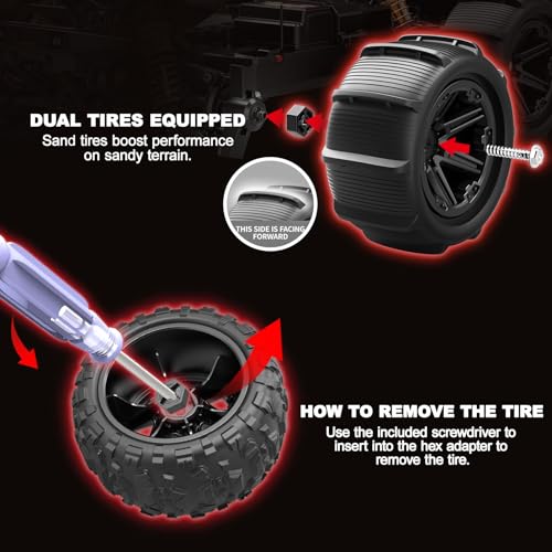Womaqu Coche Teledirigido Adulto 1:14 4x4 Off-Road, RC Car Todo Terreno 40 km/h, con 2 Baterías 1300mAh y 2 Juegos de Neumáticos, Coche Radiocontrol Rápido para Adultos y Niños - imagen 9