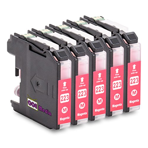 5x Cartuchos de Tinta para BROTHER LC-223 M | 5x magenta (20ml) | para BROTHER DCP-J4120DW MFC-Ink, MFC-J4420DW 4-in1, MFC-J4620DW 4-in-1, MFC-J4625DW, MFC-J4425DW