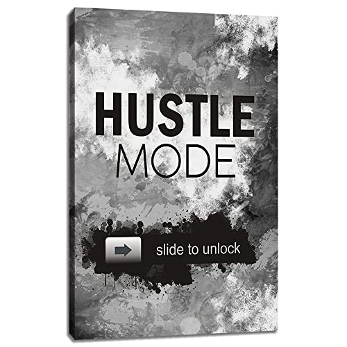 Inspirational Framed Office Canvas Wall Art Motivational Positive Entrepreneur Quotes Hustle Mode Paintings Artwork Workplace Office Bedroom Wall Decor Ready to Hang - 30" Wx40 H