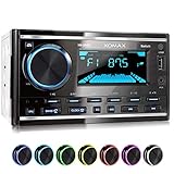 2 DIN Standard Einbaugröße I kurze Einbautiefe I inkl. Einbaurahmen, Blende und Fernbedienung