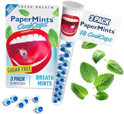 PaperMints Cool caps breath refreshers 3 x tubes of 18 capsules by Paper mint